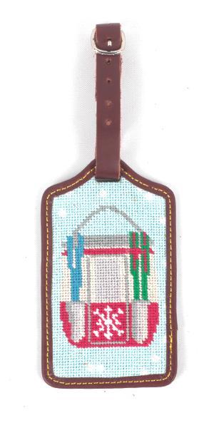 Cirque Needlepoint Luggage Tag | Skis