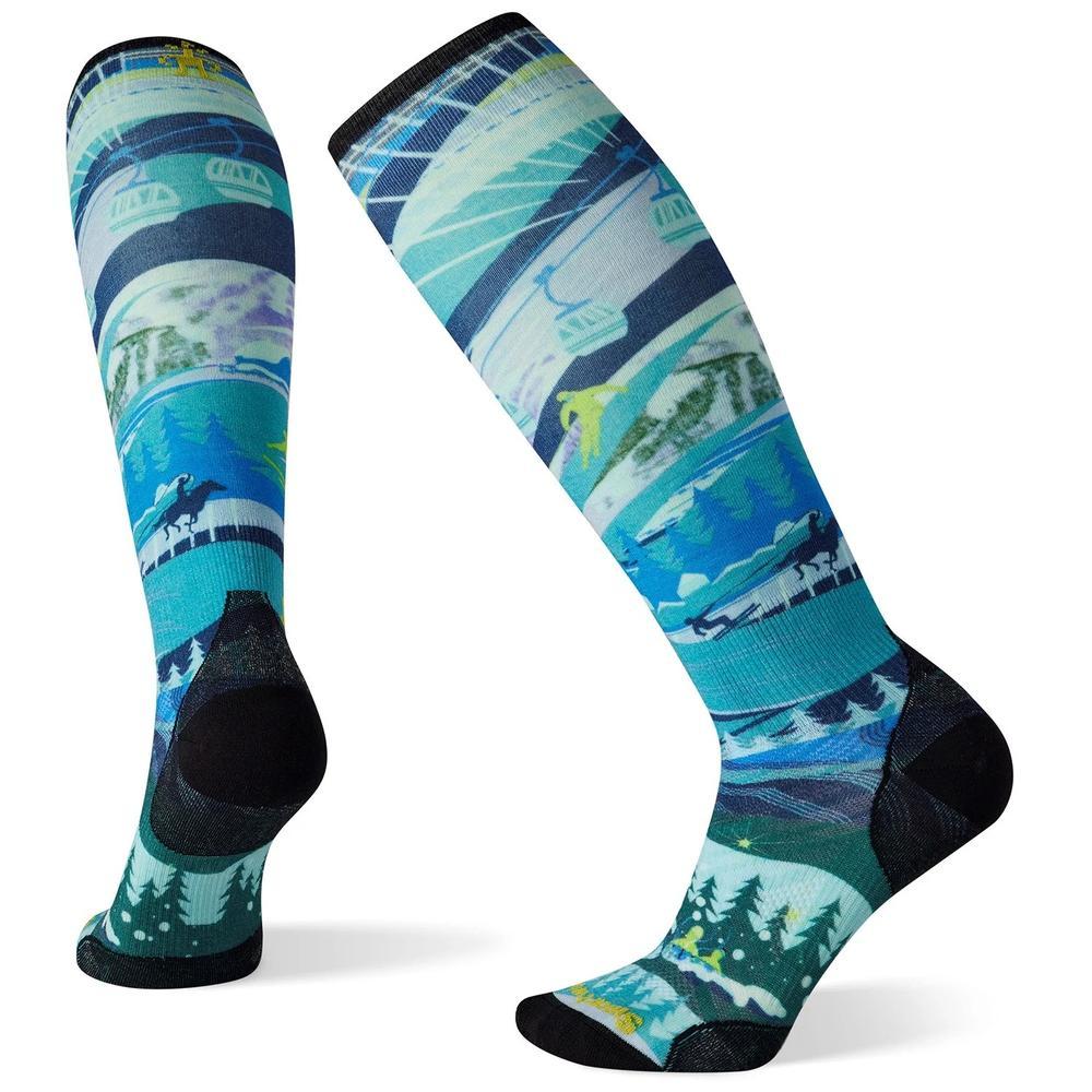 Smartwool Ski Zero Cushion Skication Print OTC Sock - Women's | Neptune Blue