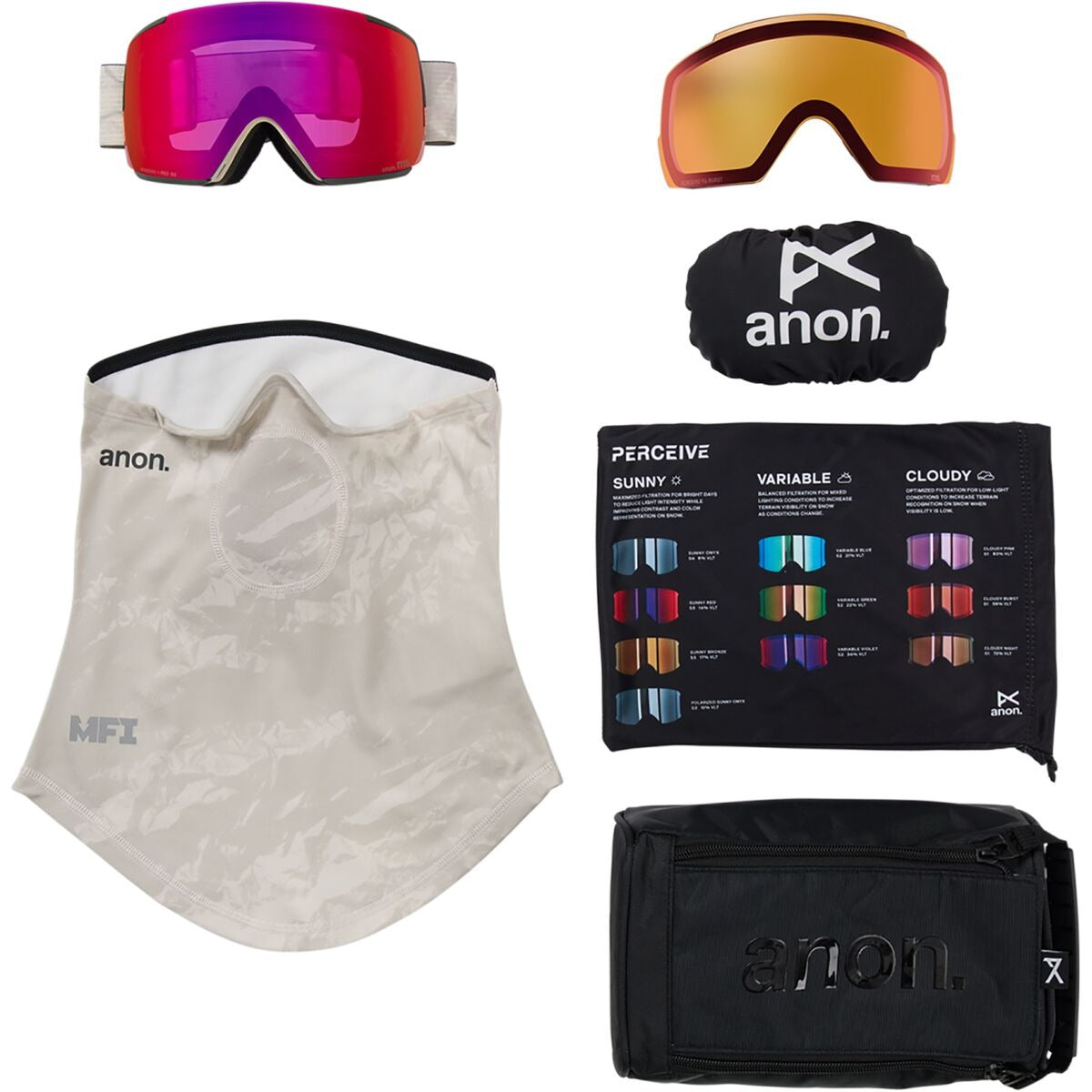 Anon M5 Goggles + MFI Mask | Sediment/Perceive Sunny Red