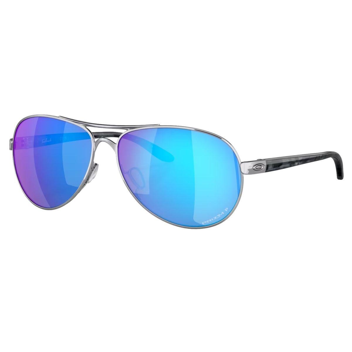 Oakley Feedback Prizm Polarized Sunglasses | Polished Chrome Prizm Sapphire