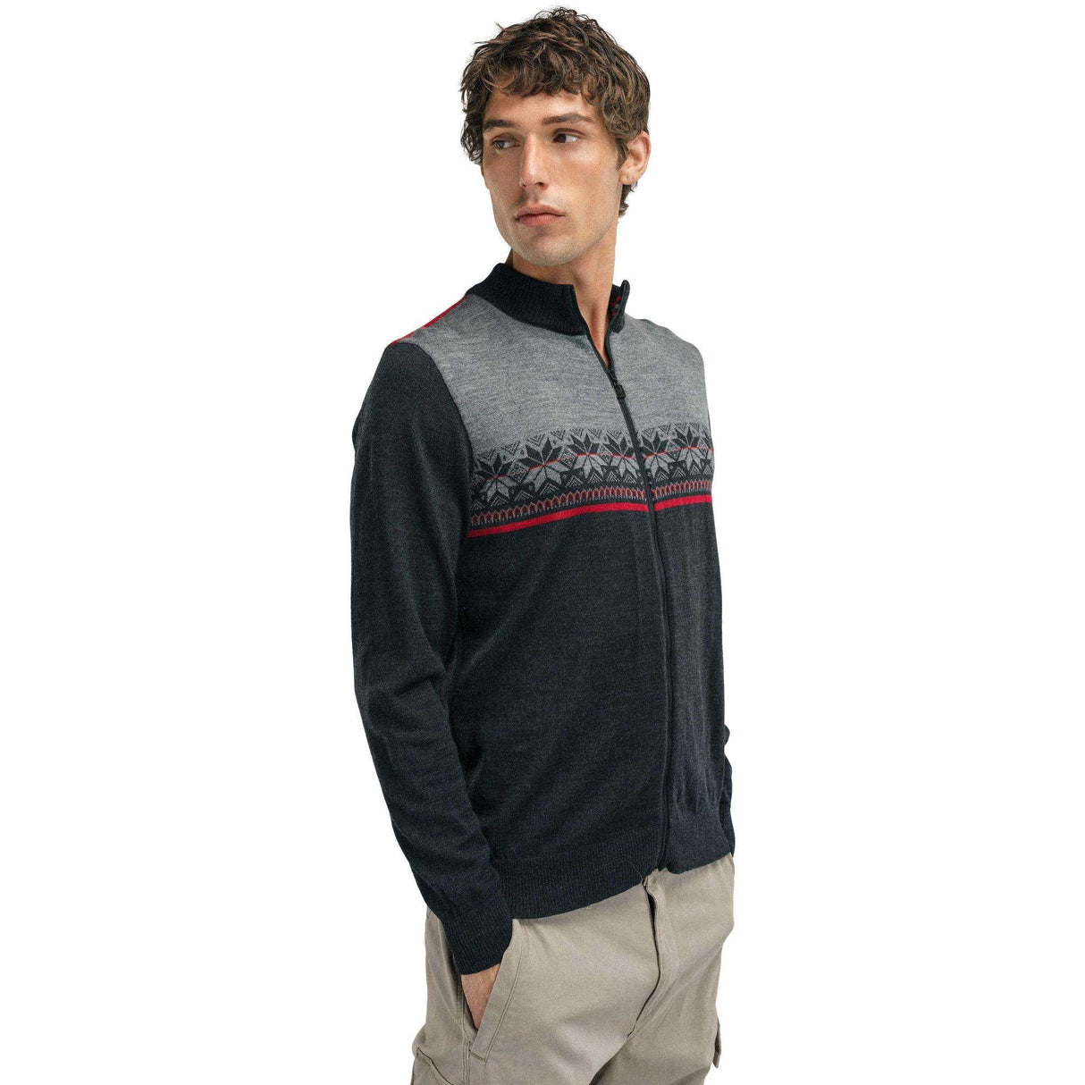 Dale of Norway Liberg Sweater Jacket - Men's | Dark Charcoal Smoke Redrose