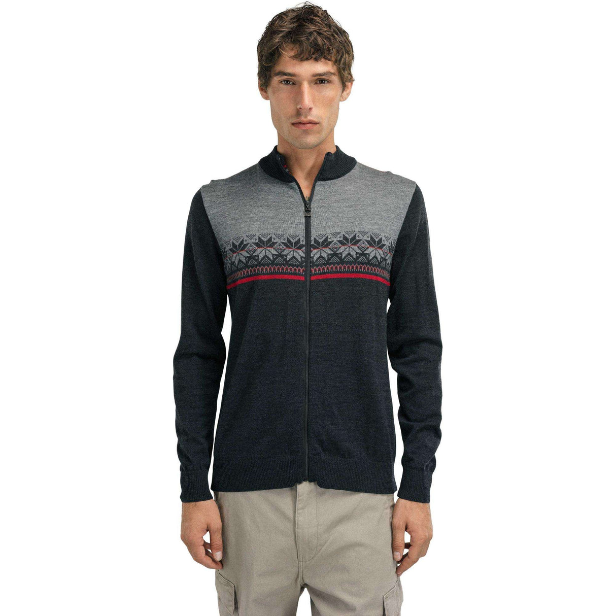 Dale of Norway Liberg Sweater Jacket - Men's | Dark Charcoal Smoke Redrose