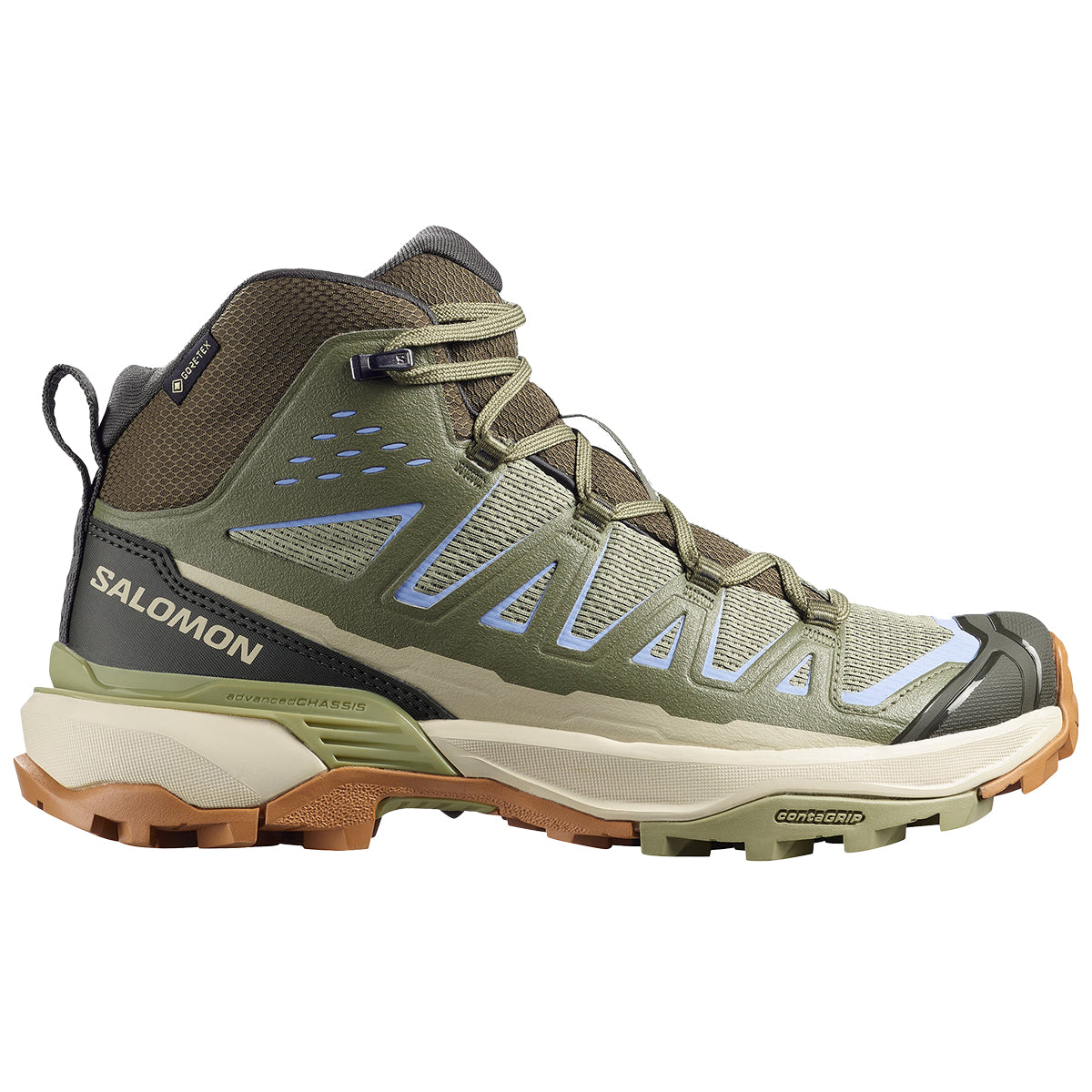 Salomon X Ultra 360 Edge Mid GTX Hiking Boot - Women's | Tea/Deep Lichen Green/Brunnera Blue