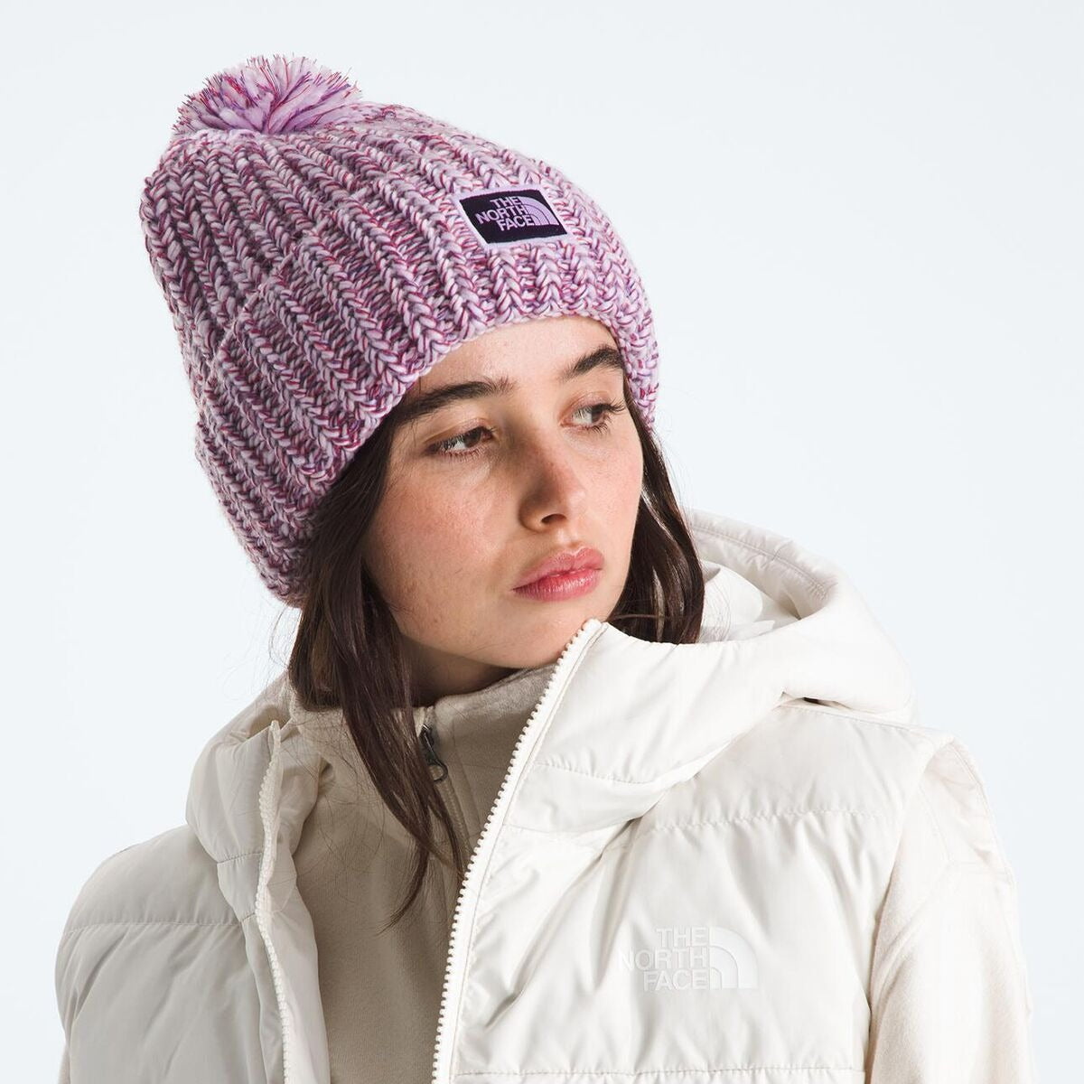 The North Face Cozy Chunky Cabin Beanie | Lite Lilac/Peak Purple/Eternal Purple/TNF Red