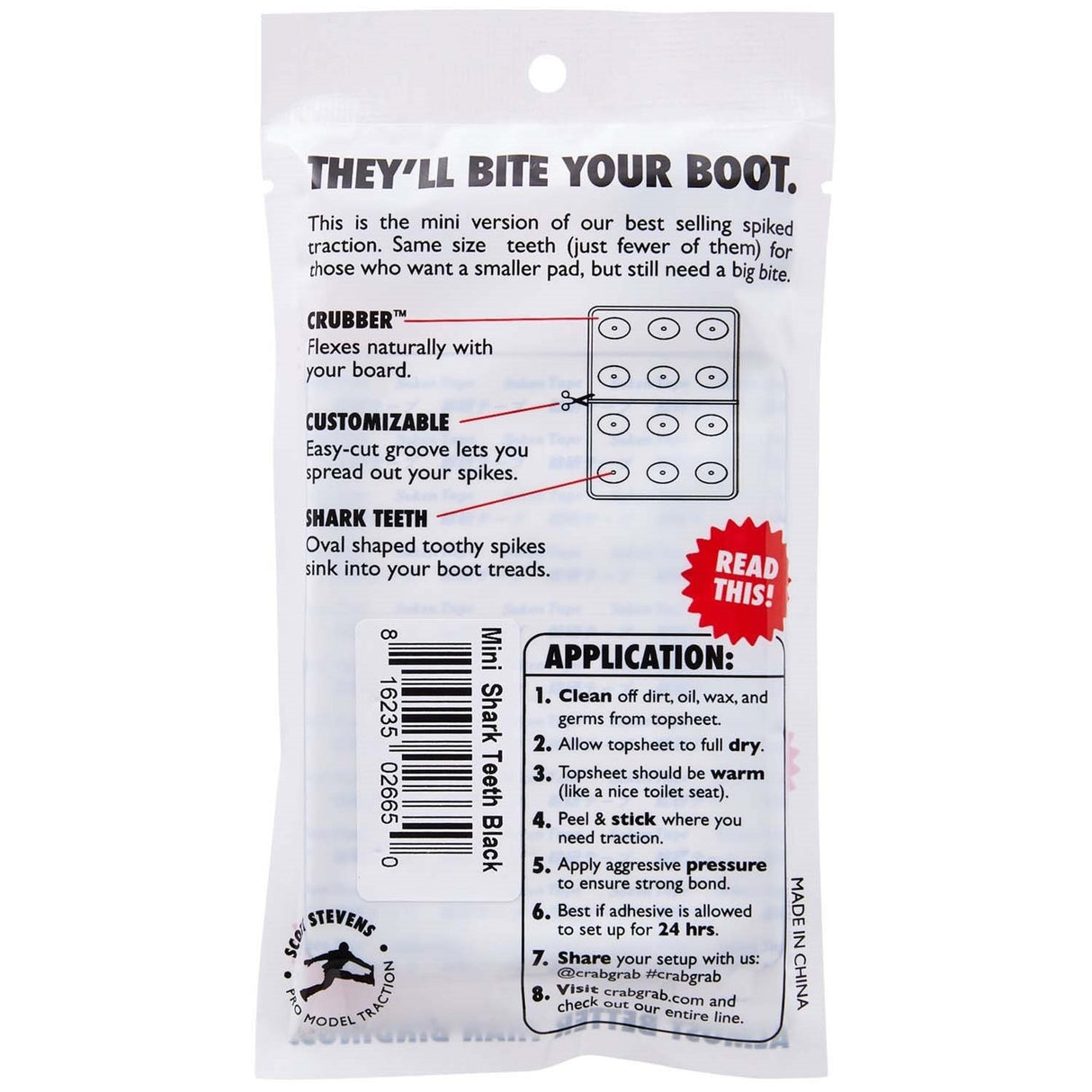 Crab Grab Mini Shark Teeth Stomp Pad | Black