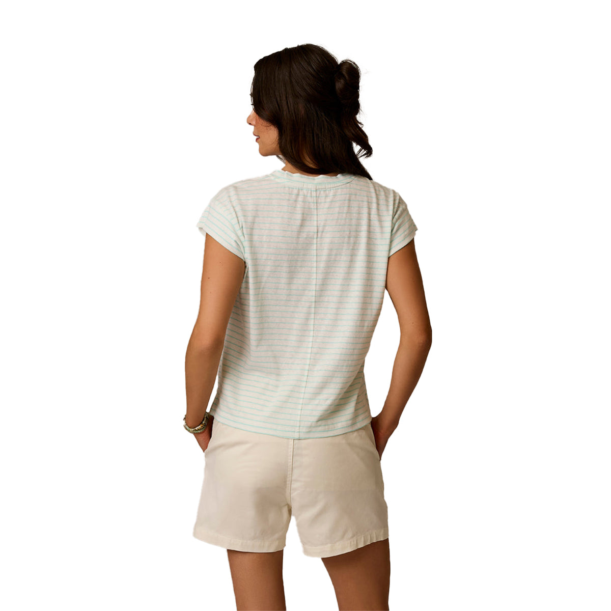 Carve Designs Astrid Hemp T-Shirt - Women's | Lt. Aqua Stripe
