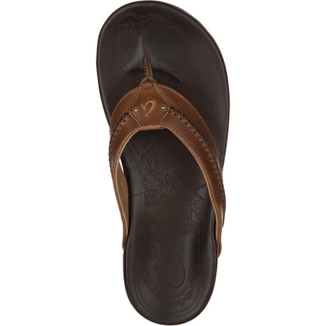 Olukai Mea Ola Flip Flop - Men's | Tan/Dark Java