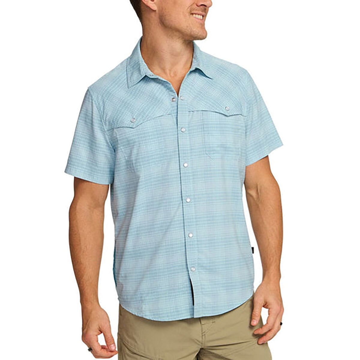 Howler Brothers Open Country Tech Shirt - Men's | Coopers Plaid: Sterling Blue