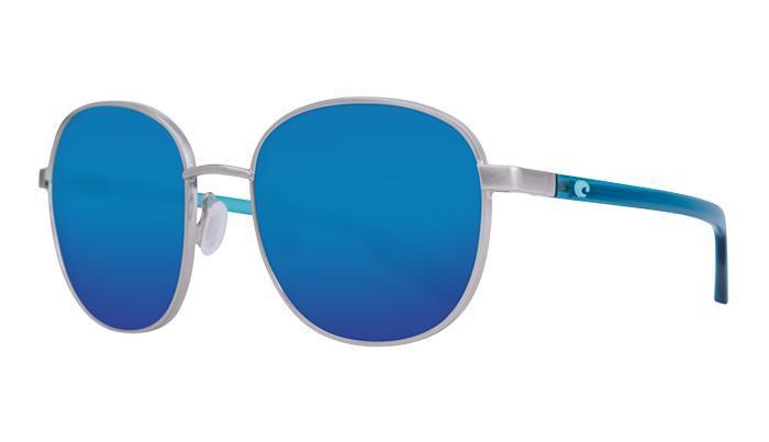 Costa Egret Sunglasses  | Brushed Silver w/Blue Mirror Plastic