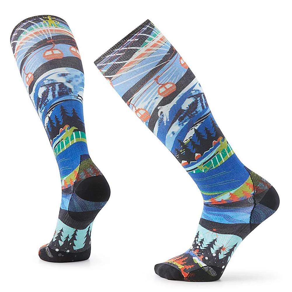 Smartwool Ski Zero Cushion Skication Print OTC Sock - Women's  | Mist Blue