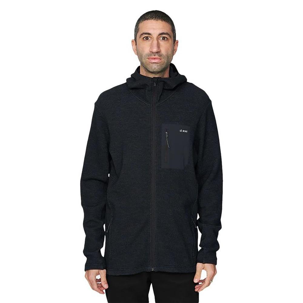 Le Bent Sentinel Midweight Waffle Knit Zip Hoody - Men's  | Black