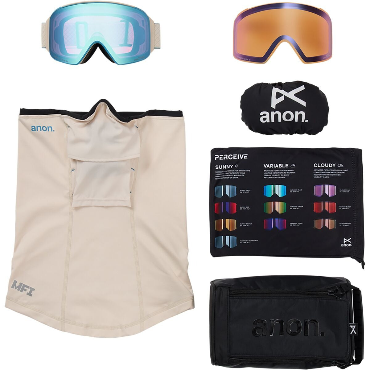 Anon M4S Cylindrical MFI Goggles  | Oat/Perceive Variable Blue