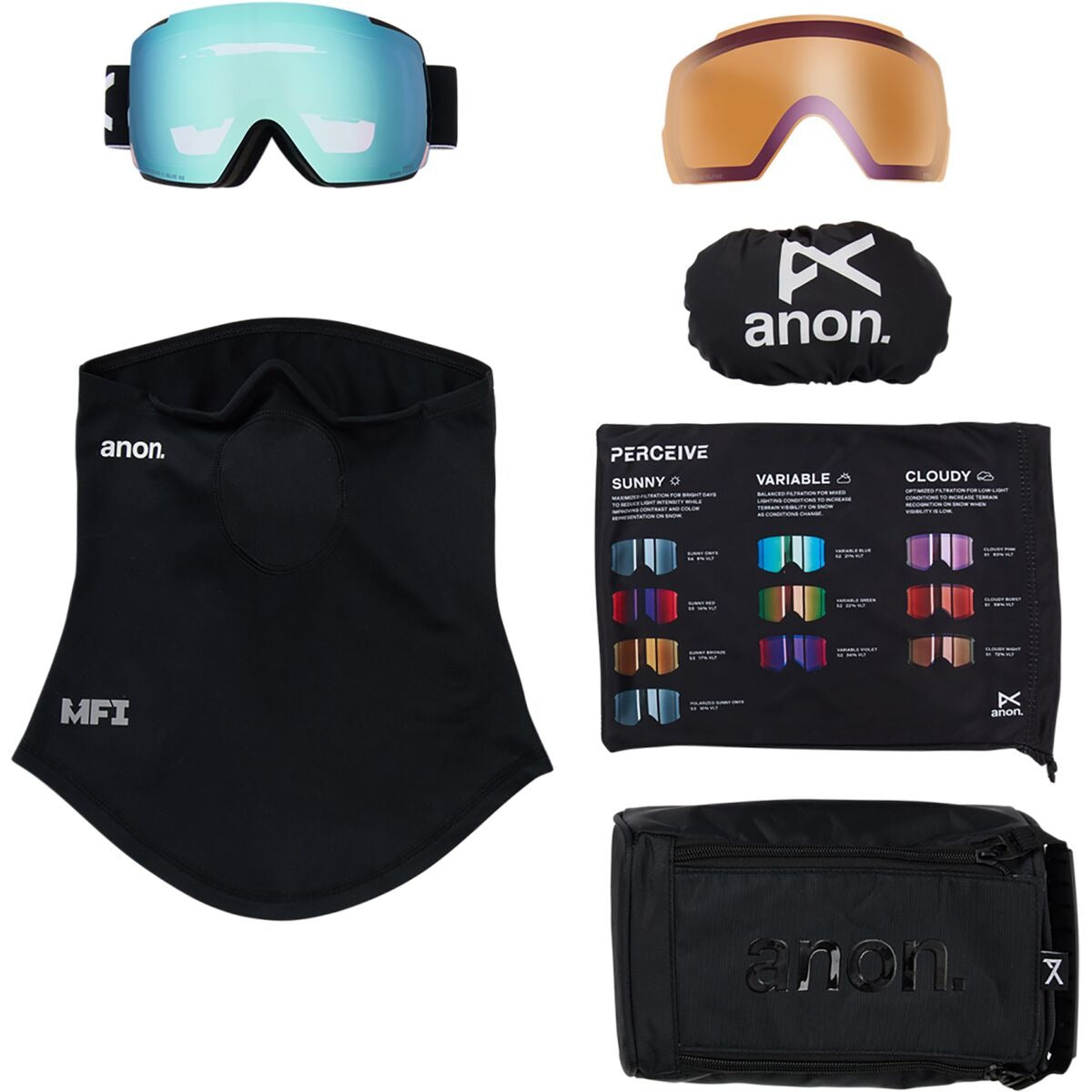 Anon M5 Goggles + MFI Mask | Black/Perceive Variable Blue