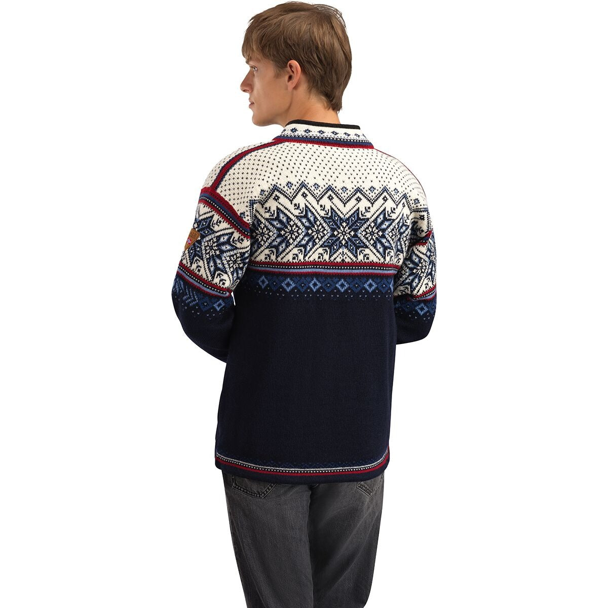 Dale of Norway Vail Sweater - Men's | Midnight Navy/Red Rose/Off White