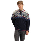 Dale of Norway Vail Sweater - Men's | Midnight Navy/Red Rose/Off White
