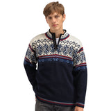 Dale of Norway Vail Sweater - Men's | Midnight Navy/Red Rose/Off White