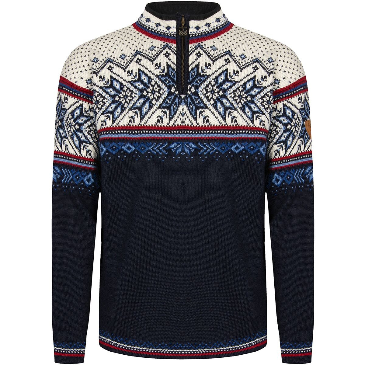 Dale of Norway Vail Sweater - Men's | Midnight Navy/Red Rose/Off White