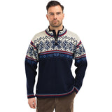 Dale of Norway Vail Sweater - Men's | Midnight Navy/Red Rose/Off White
