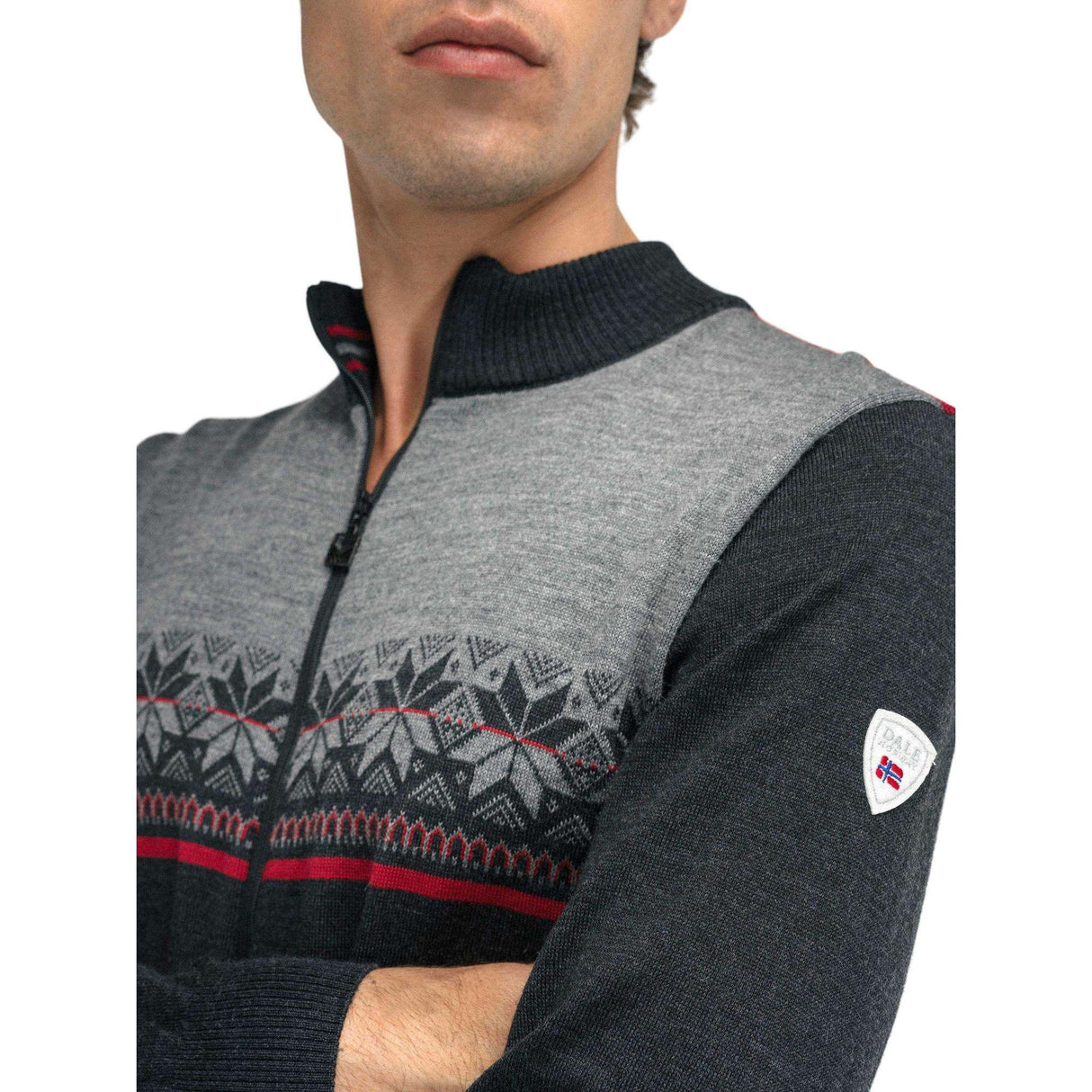 Dale of Norway Liberg Sweater Jacket - Men's | Dark Charcoal Smoke Redrose