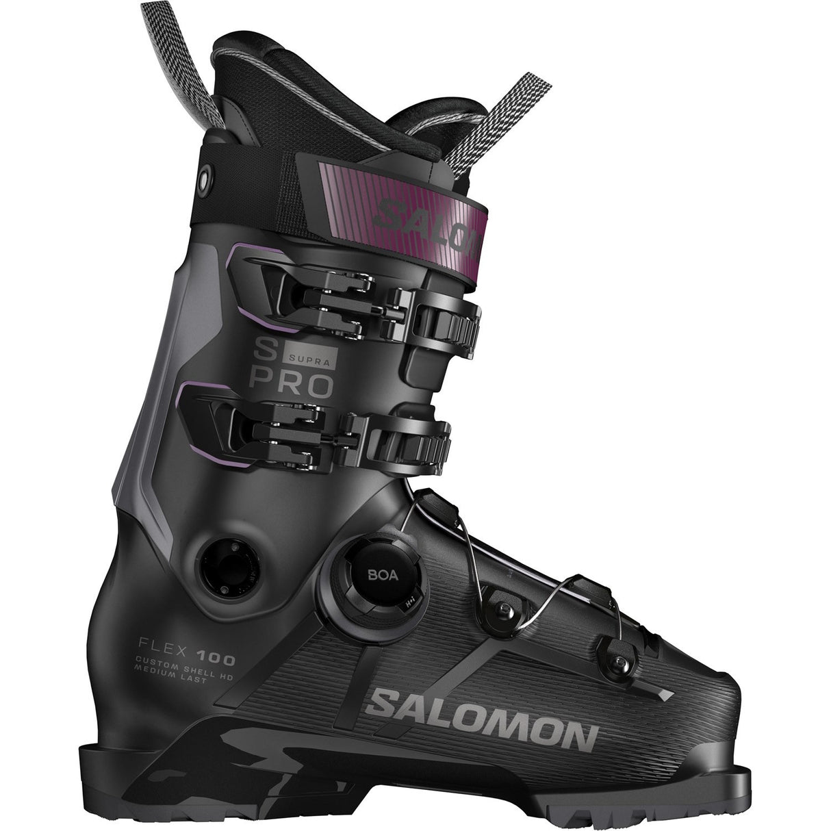 Salomon S/Pro Supra BOA 100 Ski Boot - 2026 | Black/Dark Grey/Burgundy