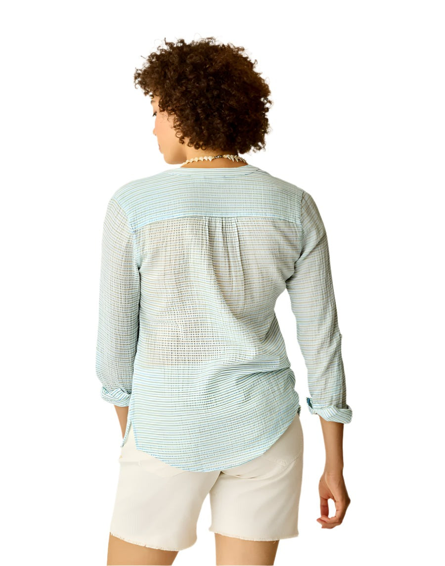 Carve Designs Dylan Gauze Shirt - Women's  | Lagoon Stripe
