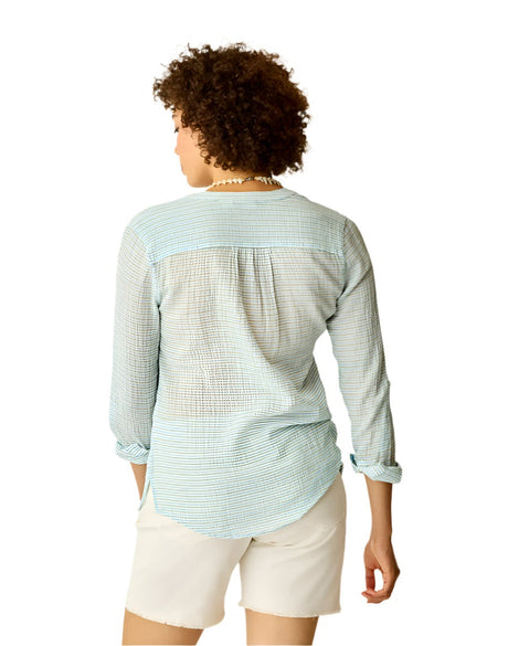 Carve Designs Dylan Gauze Shirt - Women's  | Lagoon Stripe