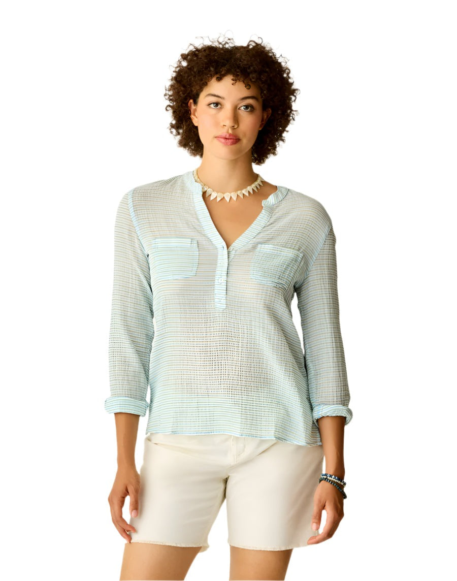 Carve Designs Dylan Gauze Shirt - Women's  | Lagoon Stripe