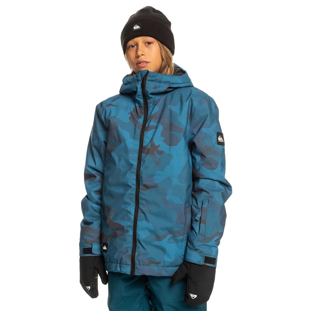 Quiksilver Mission Printed Jacket Boys Spray Camo Majolica Blue Size 8 EQBTJ03164